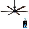 One Smart Ce ONE Smart 60 in. Smart Ceiling Fan, Works with Alexa and Google Home, Walnut OHCF04-WT
